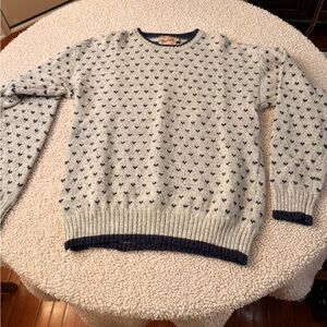 Woolrich Men's Grey and Navy Crewneck Sweater